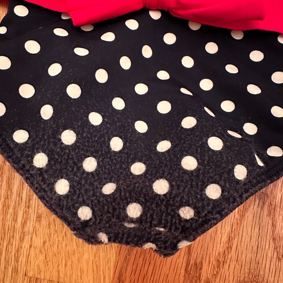 Navy & White Polka Dot 1 Piece Swimsuit Swim Hat Red Bow Size 2 Azul Swimwear 2t - Picture 8 of 9